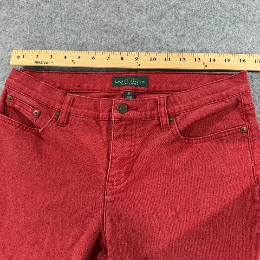 Lauren Ralph Lauren Modern Straight Ankle Jeans Red Stretch Denim Womens Size 10